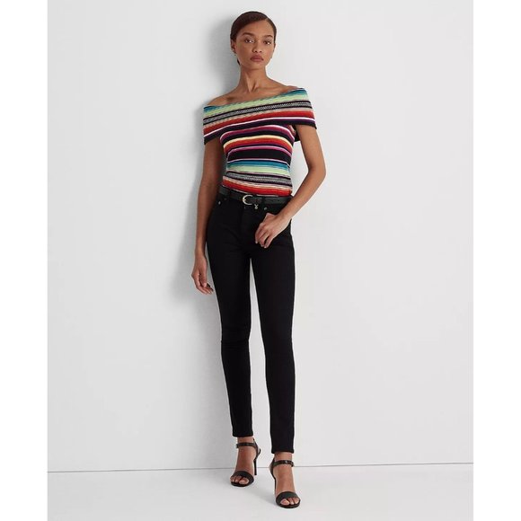 LAUREN RALPH LAUREN Striped Off-Shoulder Sweater Multi Color - NWT - Picture 4 of 4
